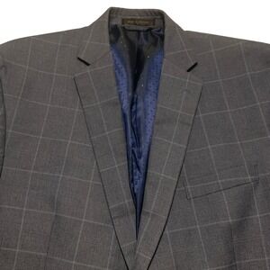 Michael Strahan Collection Mens 44S Blue Plaid Blazer Suit Jacket Sport Coat